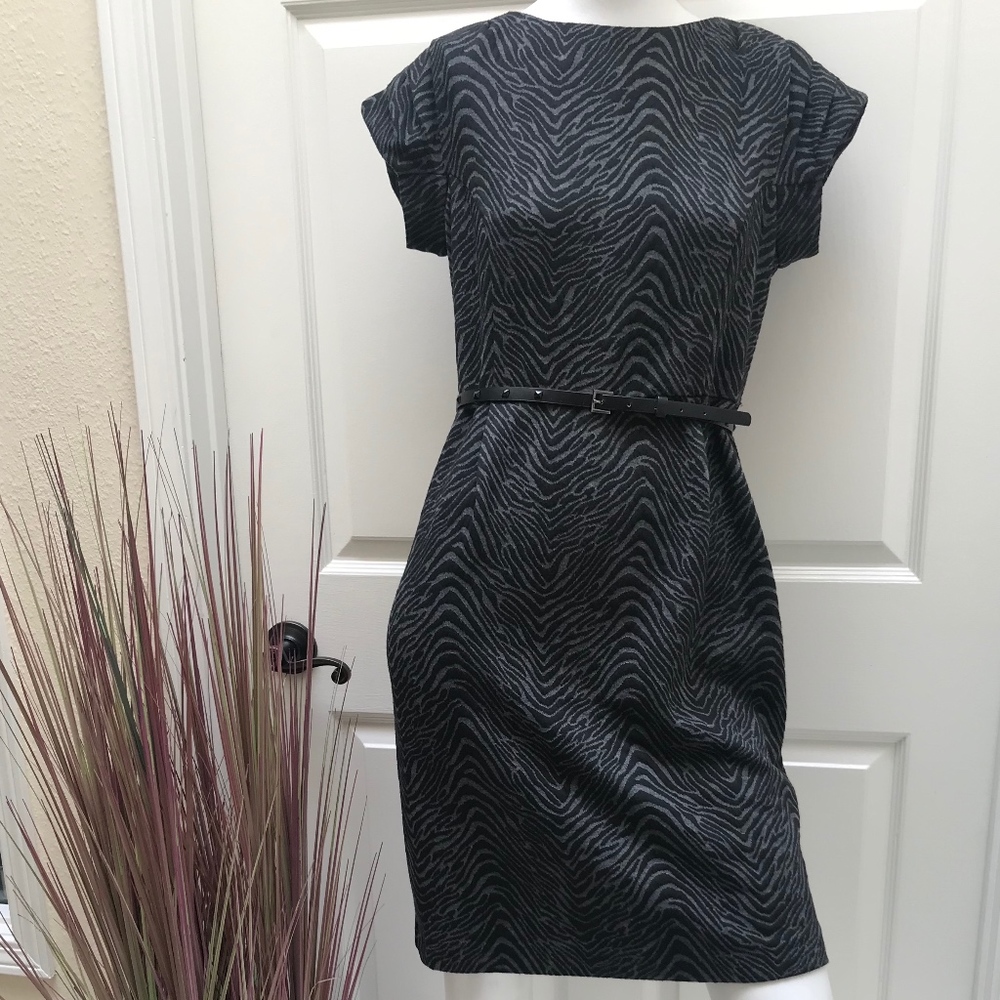 🖤Calvin Klein Black & Gray Sheath Dress Size 8